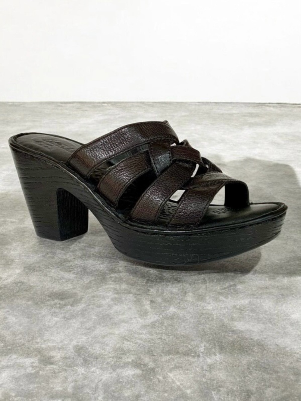 Born Women’s Black Leather ‘Dena’ Platform Sandal Heel